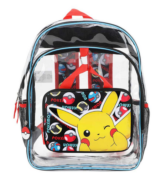 Pokemon Winking Clear Backpack 3-Piece Set