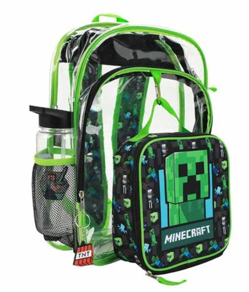 Minecraft Creeper Clear Youth Backpack 5-Piece Set