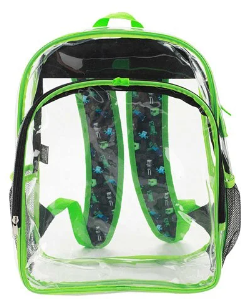 Minecraft Creeper Clear Youth Backpack 5-Piece Set